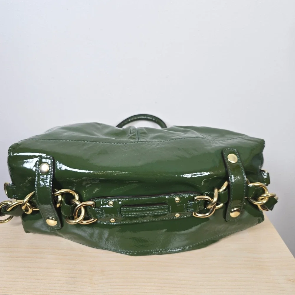 Coach Madison Sabrina Green Patent Leather Satchel Bag 12957 Gold Hardware